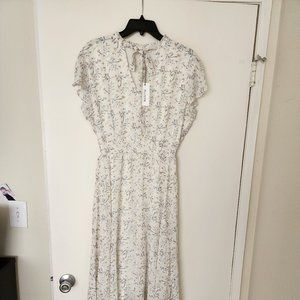 Flower print midi dress off white color S